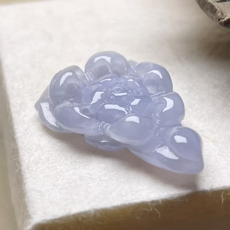 冰種紫羅蘭翡翠蓮花 | 裸石 | 天然緬甸玉A貨翡翠 | 送禮