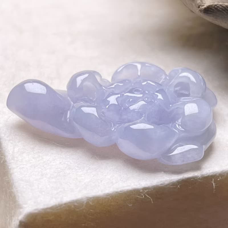 冰種紫羅蘭翡翠蓮花 | 裸石 | 天然緬甸玉A貨翡翠 | 送禮