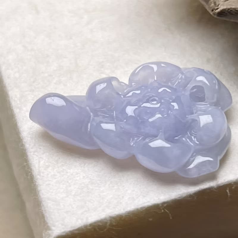 冰種紫羅蘭翡翠蓮花 | 裸石 | 天然緬甸玉A貨翡翠 | 送禮