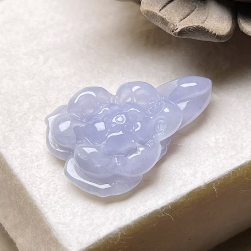 冰種紫羅蘭翡翠蓮花 | 裸石 | 天然緬甸玉A貨翡翠 | 送禮