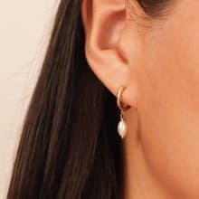 s925銀氣質珍珠耳環配飾 精緻純銀鍍金耳圈 防敏感 女生耳環