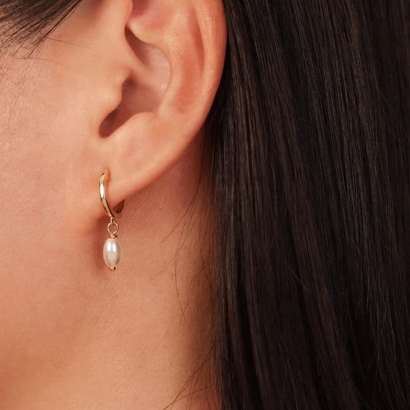 s925銀氣質珍珠耳環配飾 精緻純銀鍍金耳圈 防敏感 女生耳環