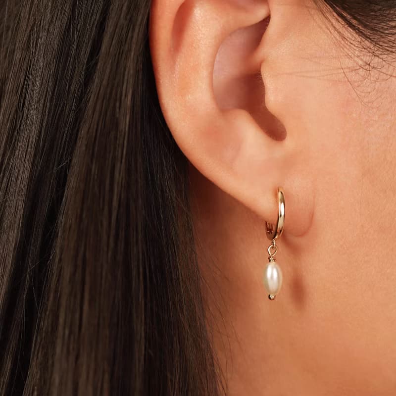 s925銀氣質珍珠耳環配飾 精緻純銀鍍金耳圈 防敏感 女生耳環