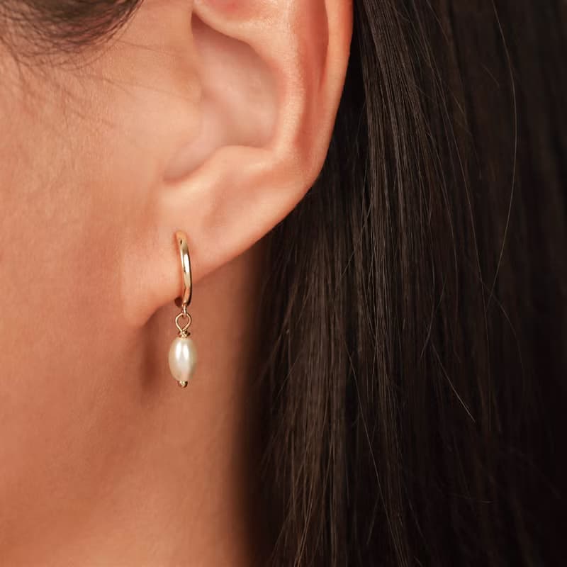 s925銀氣質珍珠耳環配飾 精緻純銀鍍金耳圈 防敏感 女生耳環