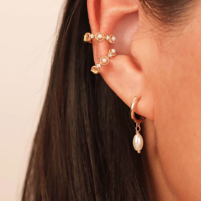 s925銀氣質珍珠耳環配飾 精緻純銀鍍金耳圈 防敏感 女生耳環