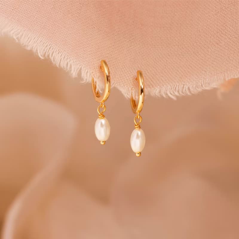 s925銀氣質珍珠耳環配飾 精緻純銀鍍金耳圈 防敏感 女生耳環