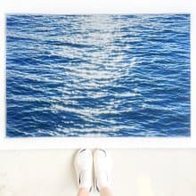 藍色大海地墊 家用房門客廳臥室腳踏墊 防滑短毛絨地毯