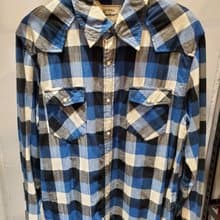 有禮貌穿搭 日本古著 levi's 法蘭絨 藍色格紋 長襯 L號 近全新