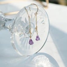 果實 紫水晶耳環 14K 包金 注金 拉長石 月光石 耳夾 垂墜耳環