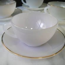 【老時光 OLD-TIME】早期法國製玻璃咖啡杯盤組(六杯+六盤)