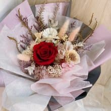 永生紅玫瑰粉紫色花束