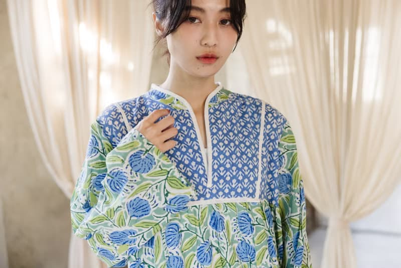 小領子拼接長袖長洋裝_綠