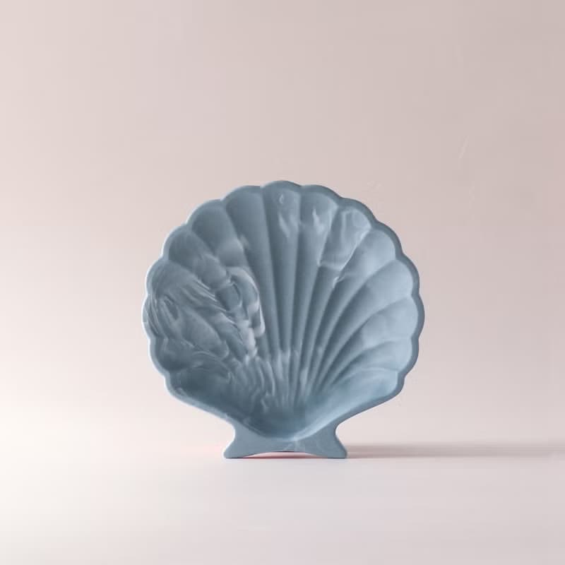 Jesmonite英國礦石樹脂/貝殼盤 – 灰藍大理石紋