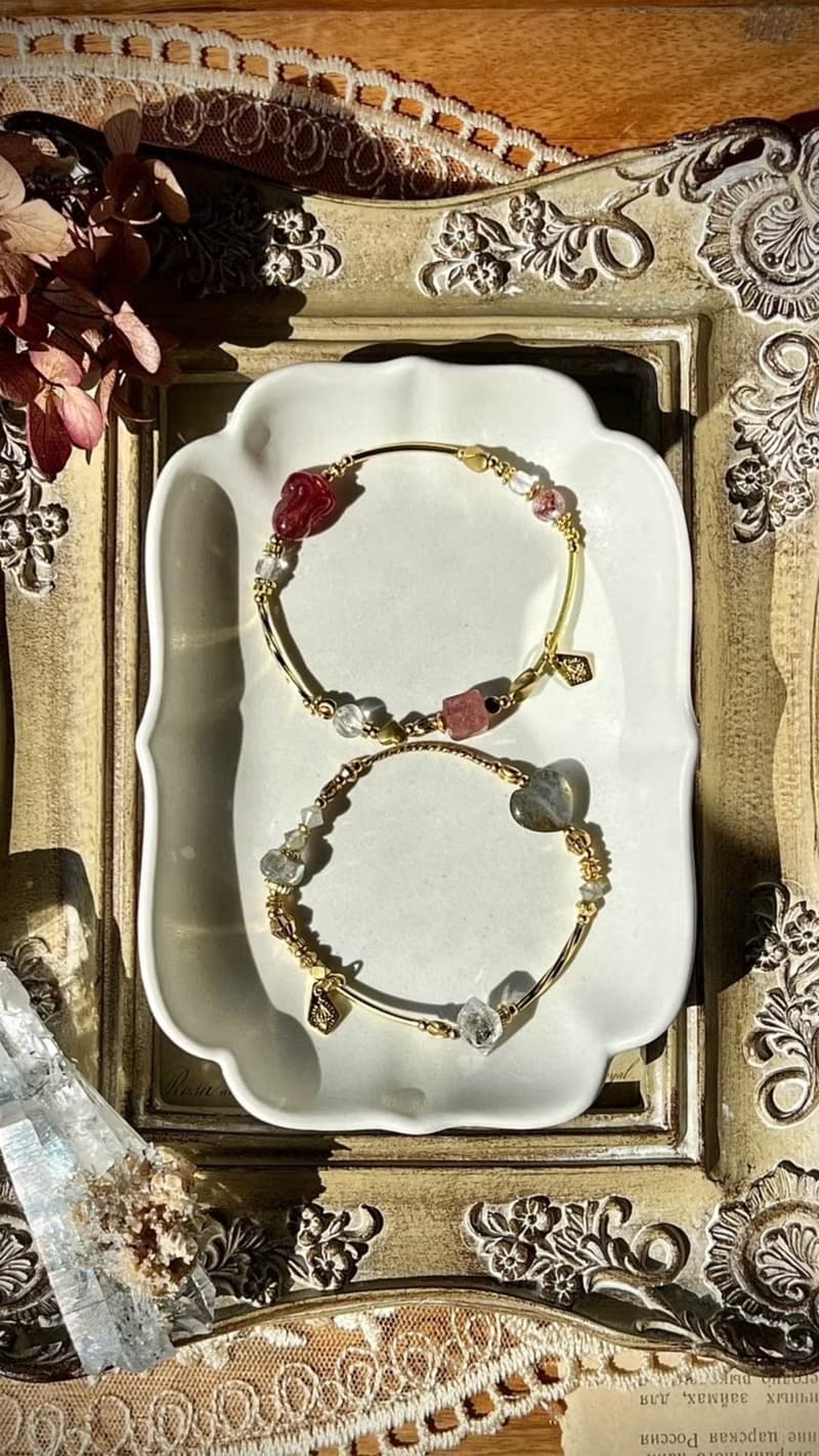 -月光中搗藥的兔子-天然水晶手鏈/黃銅手鍊