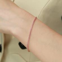 粉紅藍寶石幸運小紅繩招財天然石剛玉彩色18k金粉色藍寶石手鍊