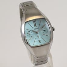 送料無料 SEIKO LUKIA ライトブルー 女性用 ビンテージ クォーツ腕時計 トリプルカレンダー Ref.5Y89-5A30 新品電池交換済 日本発送