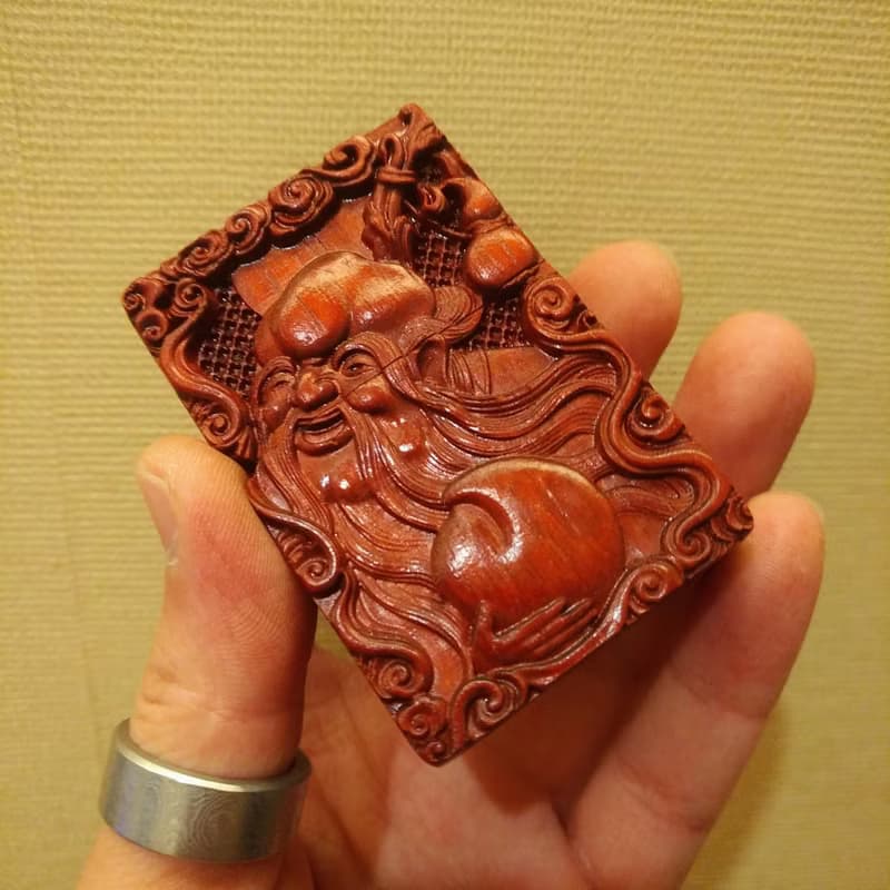 壽星 立體雕刻紫檀木煤油打火機殼 ZIPPO替換殼 打火機裝飾殼