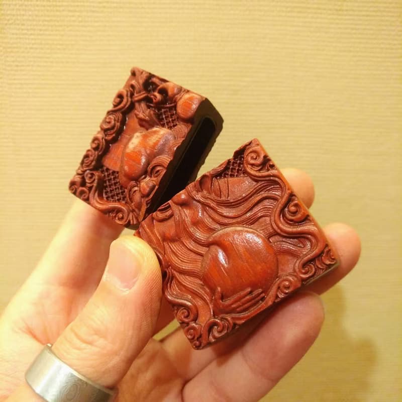 壽星 立體雕刻紫檀木煤油打火機殼 ZIPPO替換殼 打火機裝飾殼