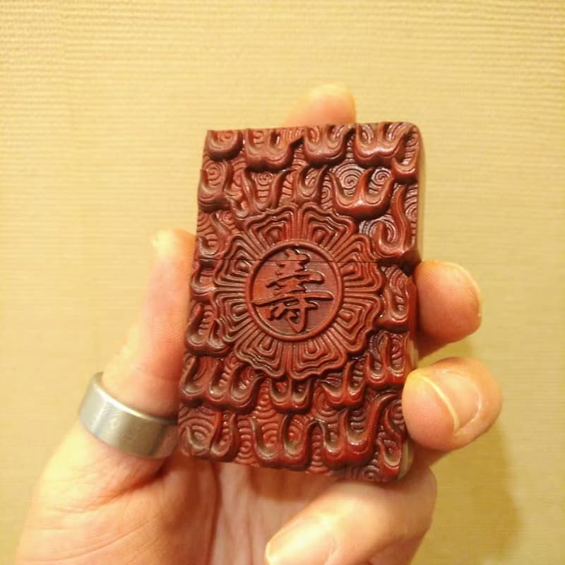 壽星 立體雕刻紫檀木煤油打火機殼 ZIPPO替換殼 打火機裝飾殼