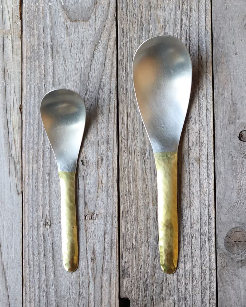 鎚目模様の真鍮レンゲスプーン