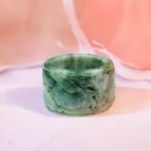 老三彩翡翠雕花扳指 | 天然緬甸玉A貨翡翠 | 送禮