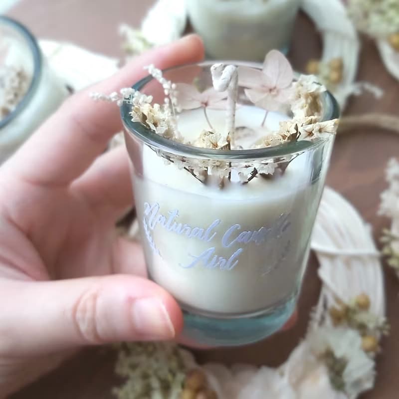 【禮盒】花環彩幽靈大豆香氛蠟燭組合 粉水晶玻璃杯 結婚小物