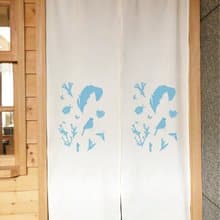 (多色款訂製專區) 生物線性-有機棉絹印日式中門簾Organic Cotton
