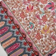 【聖誕禮物】喀什米爾羊絨手工印染刺繡奶白楓葉圍巾披肩大卡尼