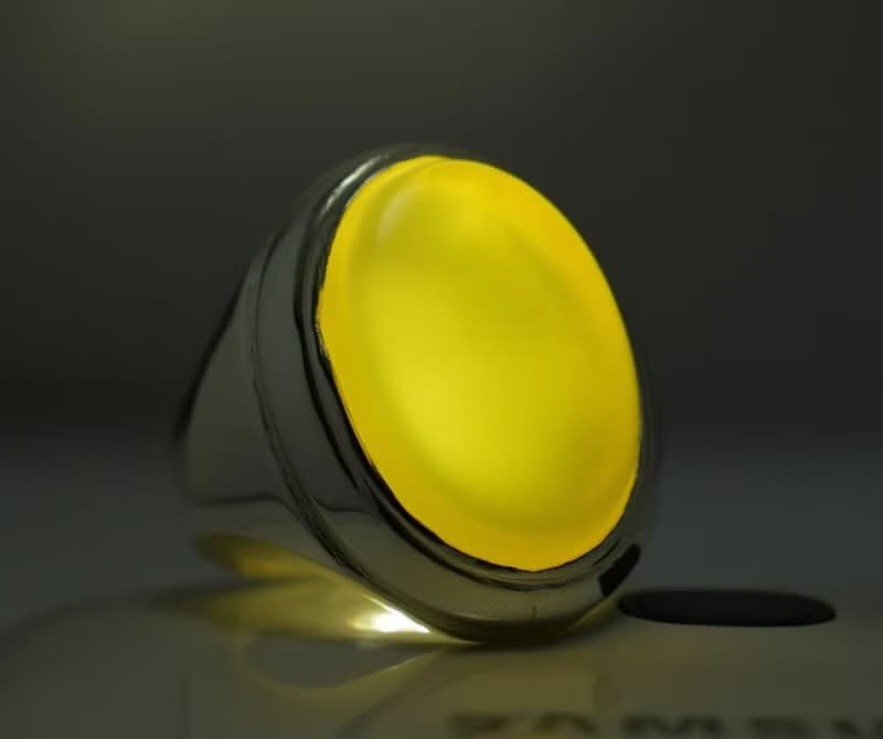 Yellow Zard Yemeni Agate Aqiq Akik Aqeeq Bague Shia Rigs Handmade Ring Mens Ring