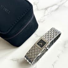 絕版古董錶 Chanel Metalaase 黑銀色中古手錶 石英錶 女裝腕錶