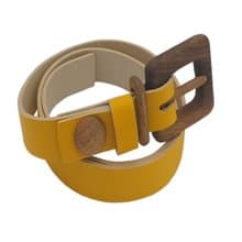 Wood Belt Fiordland Kind 210 - Walnut Wood Yellow Leather Belt
