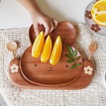 喵有型可愛貓咪勺叉盤實木兔子盤早餐盤高顏值水果沙拉果兒童家用