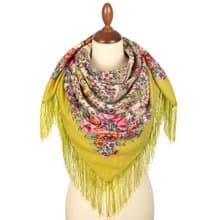Authentic Pavlovo Posad Russian Shawl Scarf Soft 100% Wool 89x89 cm 1874-10