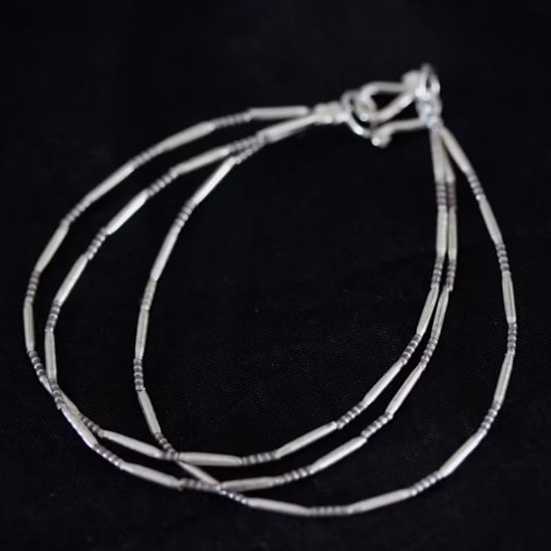 3-tiered handmade oxydized silver tube-beads bracelet (B0056)