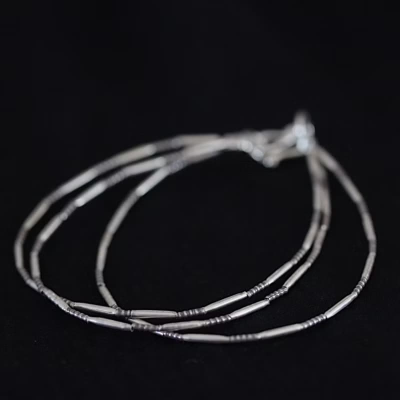 3-tiered handmade oxydized silver tube-beads bracelet (B0056)