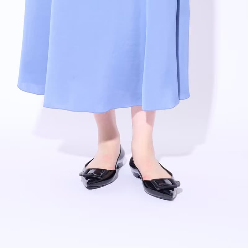 NINA (BLACK) PVC POINTED TOE FLATS  ポインテッドトゥ パンプス