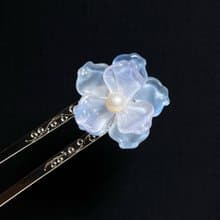 透藍紫櫻草花綴珍珠髮簪 ‧ 一物一圖 ‧