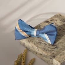 橘斜紋水藍領結-炎炎夏日清爽又耀眼的你