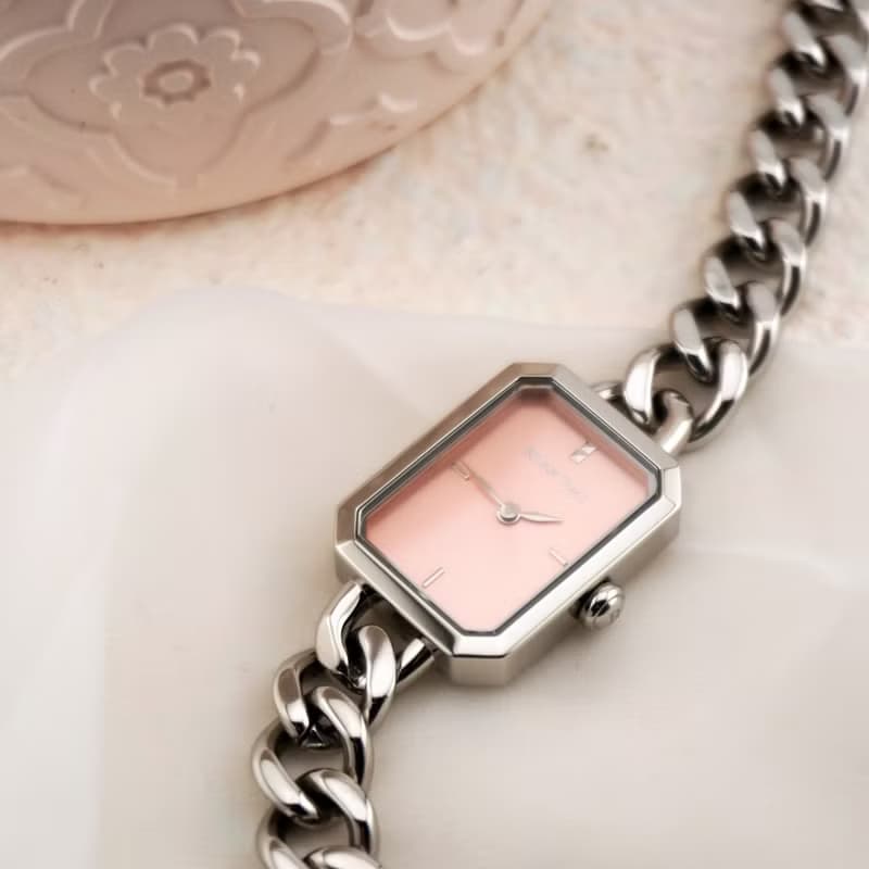 RELAX TIME 長方手鍊風格女錶 粉 (RT-109-2-05)