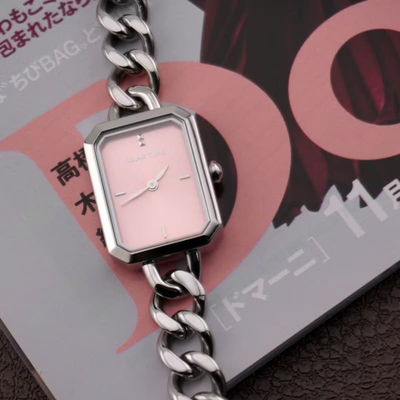 RELAX TIME 長方手鍊風格女錶 粉 (RT-109-2-05)