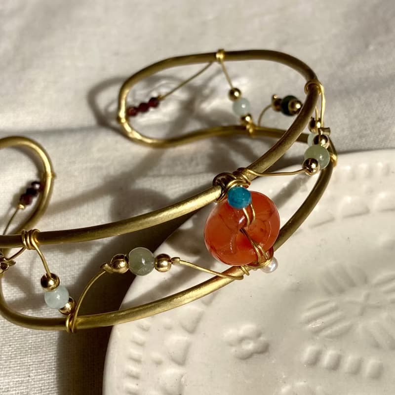 老林雜貨 | 南紅瑪瑙黃銅手鐲