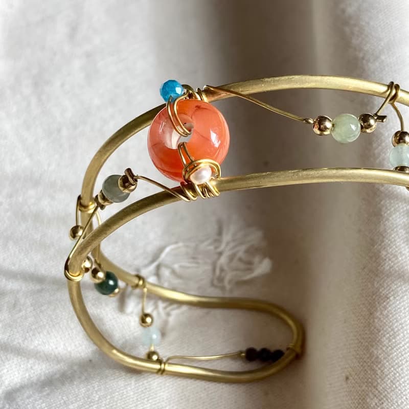 老林雜貨 | 南紅瑪瑙黃銅手鐲