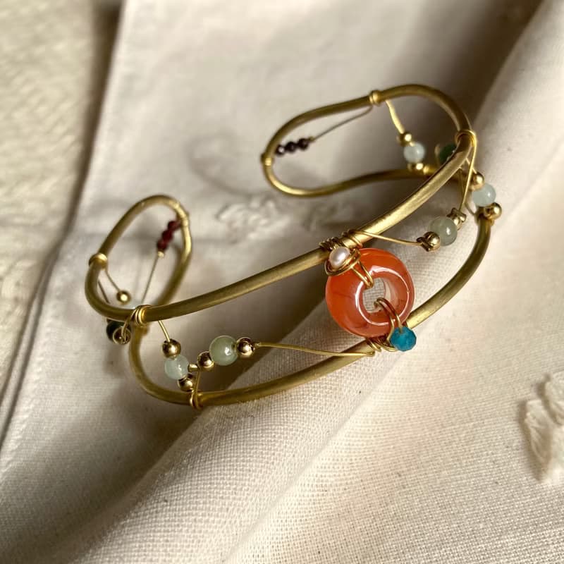 老林雜貨 | 南紅瑪瑙黃銅手鐲