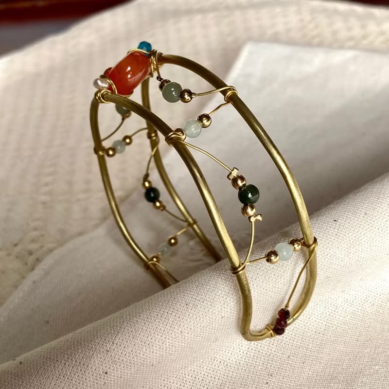 老林雜貨 | 南紅瑪瑙黃銅手鐲