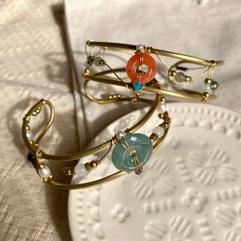 老林雜貨 | 南紅瑪瑙黃銅手鐲