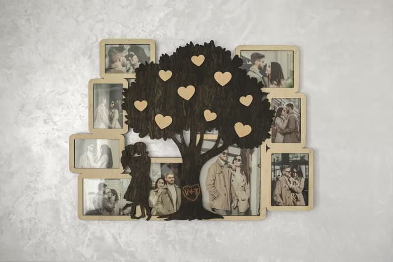 Personalized love photo frame collage Love tree Valentines day picture frame