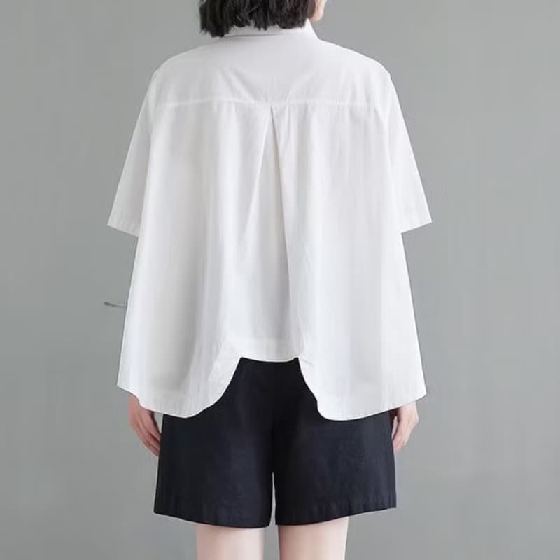Cotton thin top shirt, oversized drop shoulder handmade