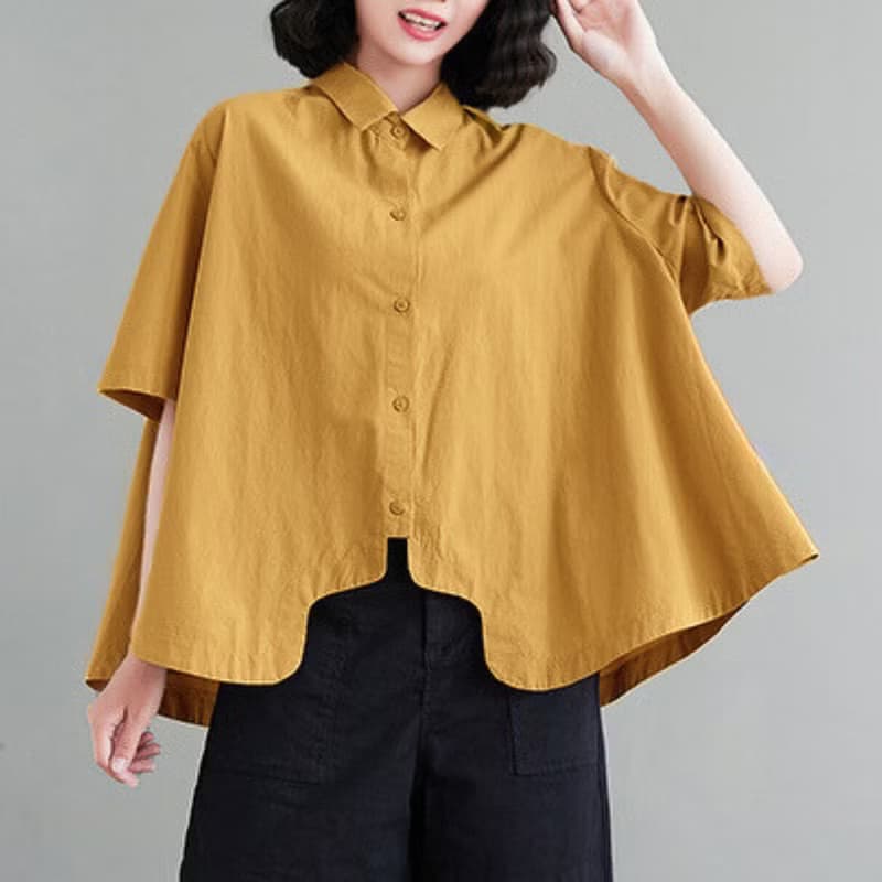 Cotton thin top shirt, oversized drop shoulder handmade