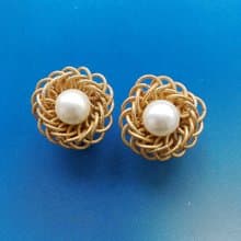 Vintage Jewelry 西洋古董飾品 日本外銷品 優雅 珠花 夾式耳環