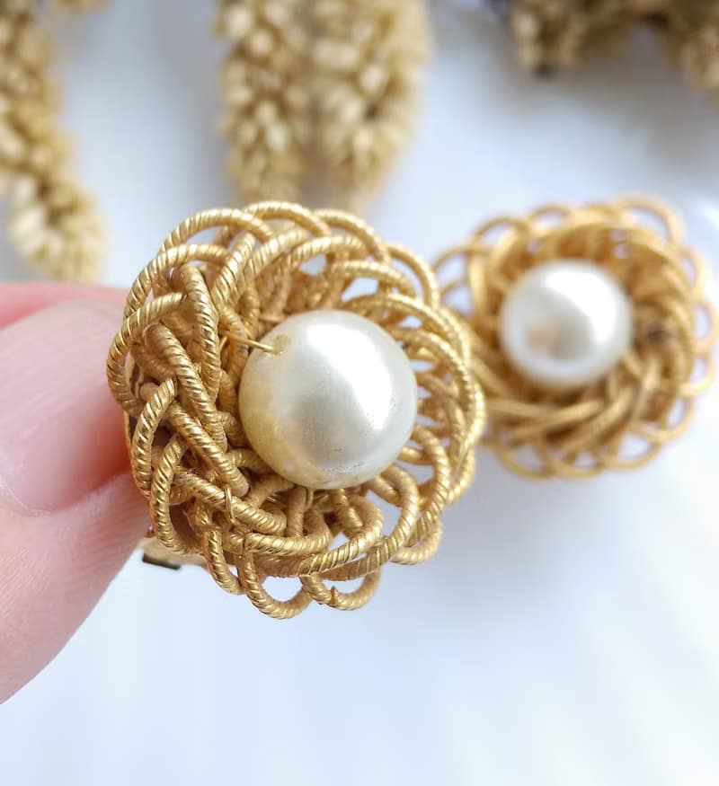 Vintage Jewelry 西洋古董飾品 日本外銷品 優雅 珠花 夾式耳環